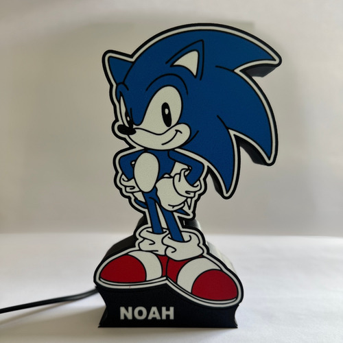 Luminária Do Sonic. Personagem Sonic, Luminária De Mesa. Azul Preto