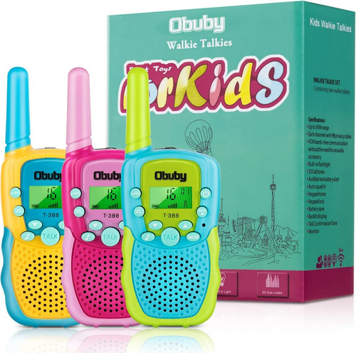 Obuby X 3 Walkie Talkies 22 Canales Cubre 4.8km Niños