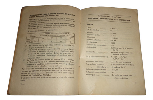 Alpino Mi Val 125 Manual De Usuario (Usado)
