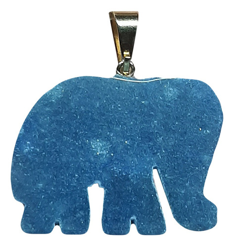 Pingente De Elefante Em Quartzo Azul Natural Folheado 7g 2cm