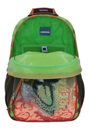 Mochila Escolar Para Niño Primaria Chenson Dinosaurio T-rex Color Verde