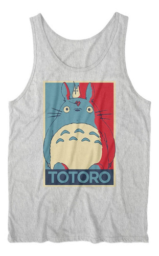 Musculosa Studio Ghibli Totoro Poster Diseño Gris