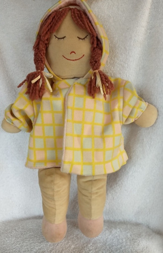 Boneca Antiga De Pano Com Franjinha E Tranças 42cm. (g03) (Usado)