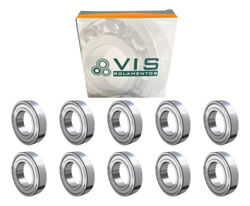 Kit Com 10 Peças Rolamento 6304 Zz Medida 20x52x15 Mm