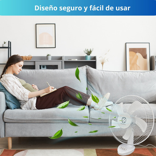 2 Pack Ventilador Escritorio Abanico De Mesa Oscilatorio 42 Cm 50 Hz / 60 Hz Blanco Blanco Plástico 5