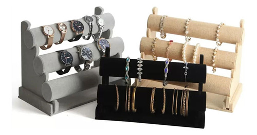 Exhibidor Pulseras Relojes Joyas Bijoux Terciopelo 2 Niveles