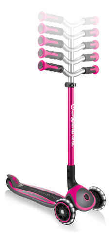 Monopatín Plegable 3 Ruedas Con Luces Master Lights Globber Color Fucsia
