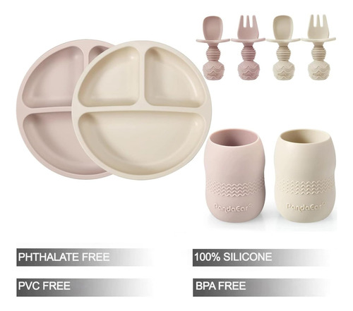 Juego De Alimentación De Silicona Para Bebés - 2 Tazas Y Cuc