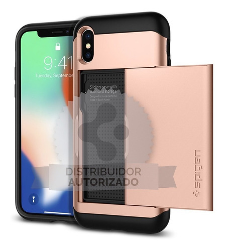 Funda Spigen iPhone XS X 10 Slim Armor Cs Wallet Rose Orig.