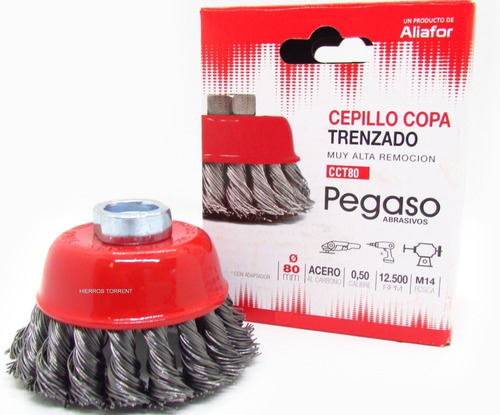 Imagen 3 de 10 de Cepillo Copa Acero Trenzado 80 Mm Aliafor Amoladora Taladro