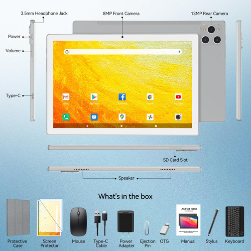Tableta Qukenk 10 Android 12 De 128gb 16gb Con Teclado