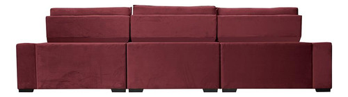 Sofá Retrátil 3,85m Cama Inbox Big Puffer. Com Softgel d40 Cor Vinho