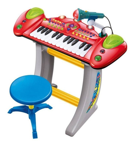 Piano Infantil Teclado Musical Brinquedo Com Microfone E Luz