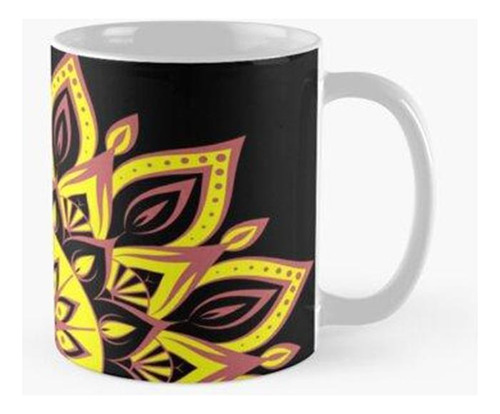 Taza X4 Flor De Mandala India Trippy Amarilla -hermosa Manda