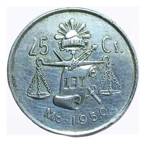 Moneda Plata Ley 0.300 25 Cts Año 1950