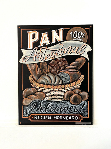 Letrero Pizarra Cartel Panadería - Elaborada A Mano