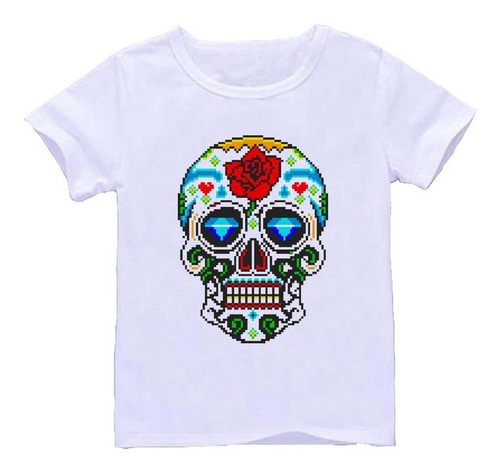 Remera Blanca Niños Calavera R301