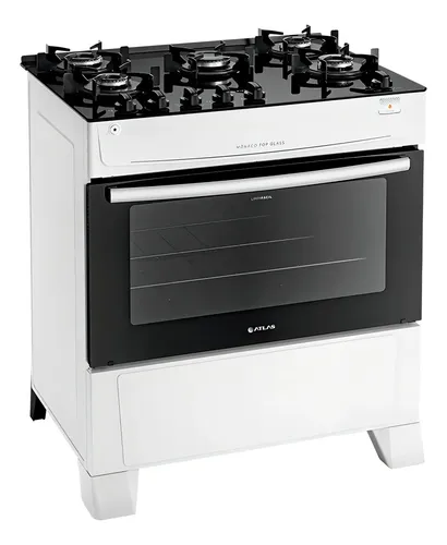 Fogão de pé 5 Bocas Atlas Mônaco Top Glass A gás/elétrico branco porta com visor 86.5L