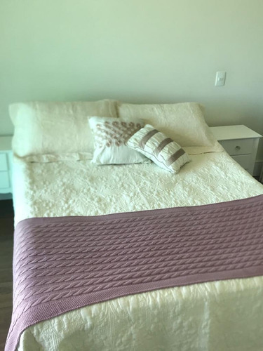 Peseira De Lã Cama Casal Padrão 180x60 Cm! Rápido Cor Rose Desenho Trança