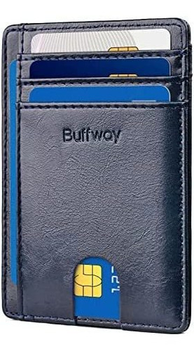 Billetera De Hombre Ultra Fina Buffway Azul