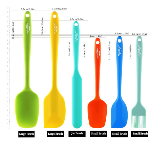 Juego De 6 Espátulas Silicona Coloridas, Resistentes Al Calo