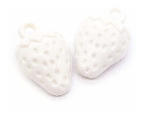 Pingente Morango Branco 12x18mm 10un Bijuteria Plástico