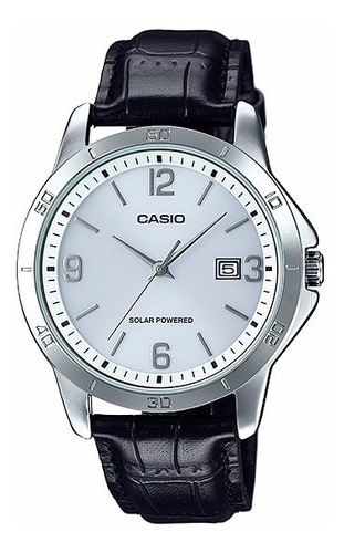 Reloj Casio Mtp-vs02l-7a Cuero Negro Solar Unico