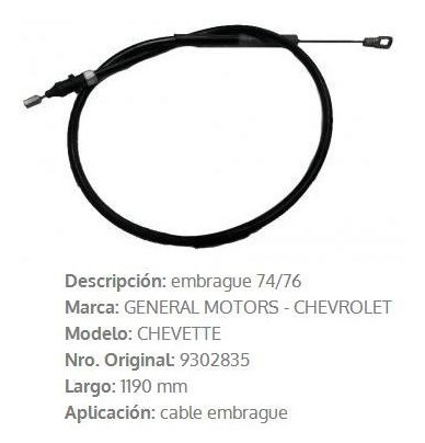 Cable De Embrague Chevette 1975/76 1172mm