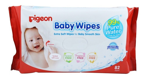 Baby Wipes, Toallitas Húmedas, 99% Agua Pura  Pigeón  82 Und