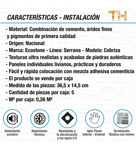 Imagen 3 de 10 de Revestimiento Simil Piedra Ecostone Serrana Cobriza Diseño Moderno Ambientes Placas Facil Colocacion Ceramica