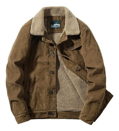 Chamarra De Invierno De Pana For Hombre Con Lana De Cordero