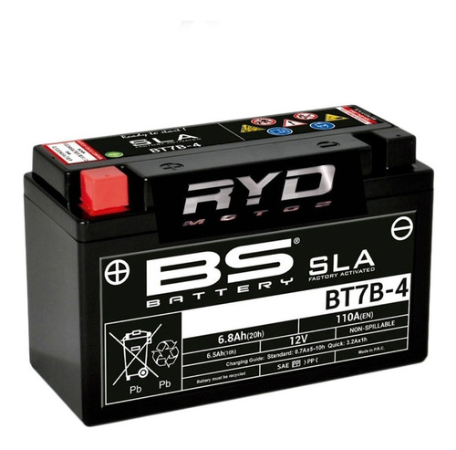 Batería Bt7b-4 Yt7b-bs Yamaha Ttr 250 Bs Battery Ryd