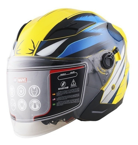 Imagen 6 de 8 de Casco Moto Edge Marvel X Men Wolverine 3/4 Certificado Dot