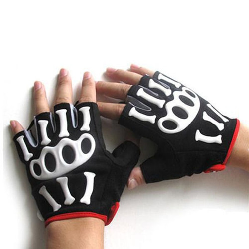 Ciclismo Guantes Medio Dedo Bicicleta Guante Esqueleto