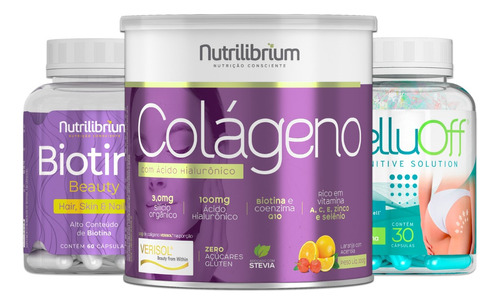 Colágeno Verisol Hialuron + Celluoff Anti Celulite + Biotina