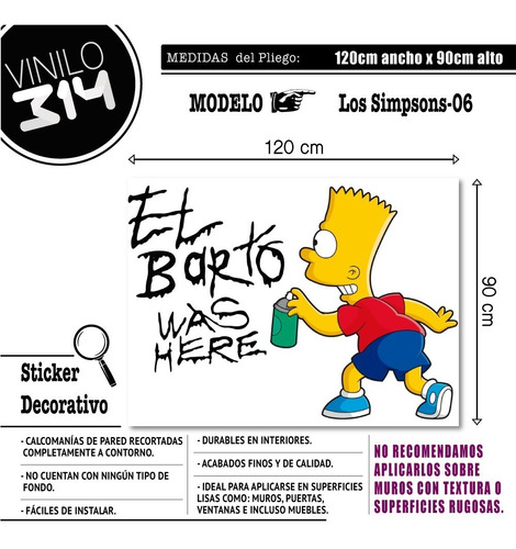 Vinilo Decorativo Los Simpsons 06. Calcomanía Bart Graffiti.