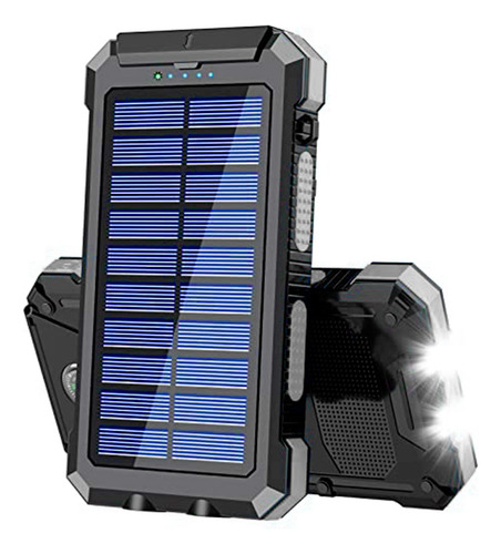 Imagen 1 de 10 de Bateria Portatil Externa 20.000 Mah 2 Usb Solar Powerbank
