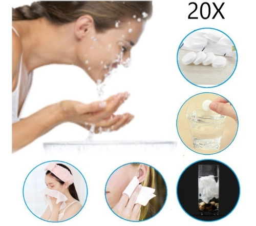 Paquete 20x Toallas Comprimida Para Limpieza Facial Y Manos