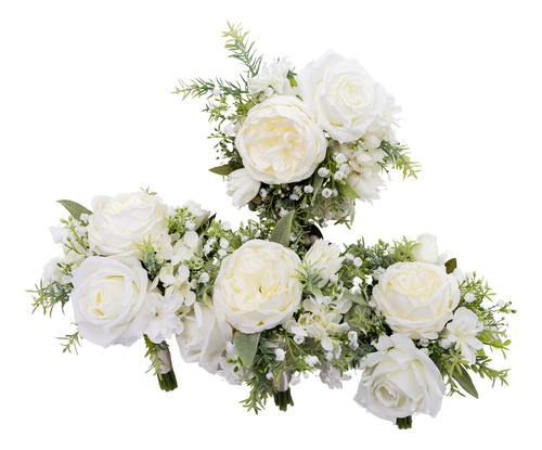 Bencentre Ramo Boda Flor Artificial Blanca Verd 7  Para Dama