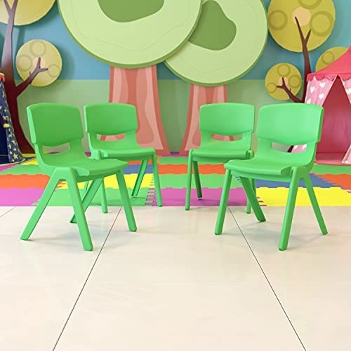 Silla De Escuela Apilable De Plástico Verde Para Mueble