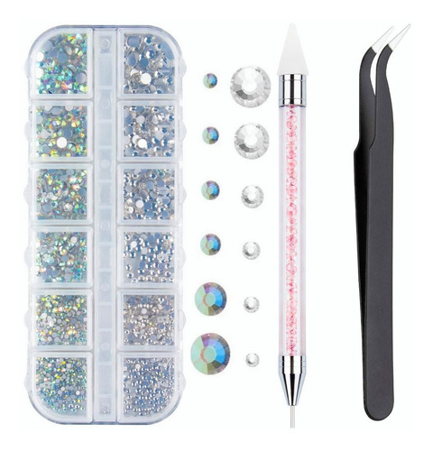 Cristales Ab De Uñas Deco Art Rhinestones Pinza Y Selector