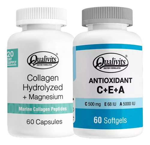 Colágeno Marino Magnesio 60 Caps. + Antioxidante Qualivits 