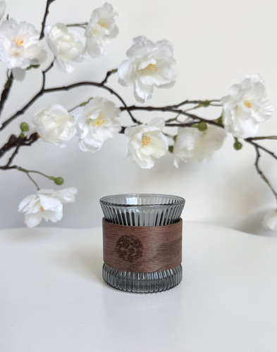 Jarro De Café De Vidrio Térmico Con Cobertor De Madera Gris 120 Ml Gala