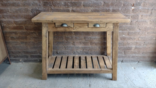 Imagen 2 de 10 de Mesa Arrime Vanitory Madera Reciclada Pino Canadiense