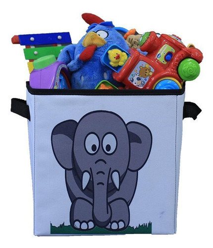 Caixa Organizadora De Brinquedos Estampada 28x30x28 Elefante