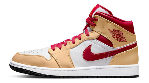 Zapatillas Jordan 1 Mid Light Curry Cardinal 554724-201   