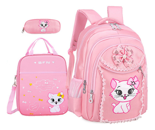 Bolsa Para Lápices, Mochila Escolar Rosa Para Niñas, 3 Unida