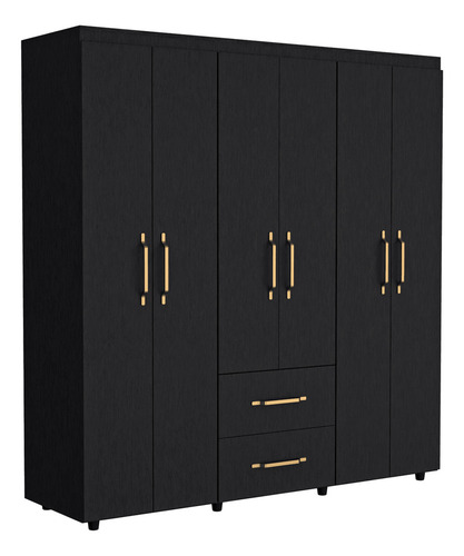 Closet Golden Seis Puertas Y Dos Cajones Negro