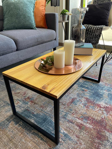 Imagen 4 de 5 de Mesa De Centro Industrial Rectangular De Fierro Y Madera