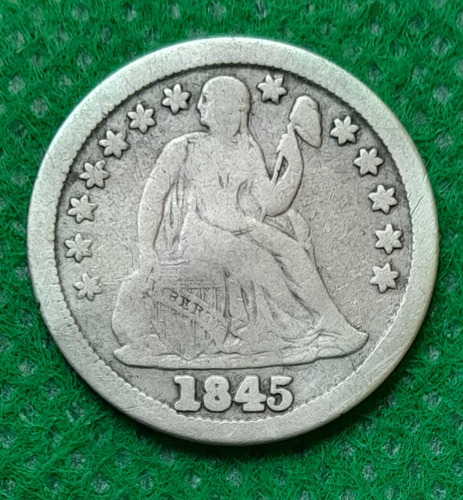 Moneda 10 Centavos De Dolar Eeuu, Plata 0.900, Año 1845, Sin